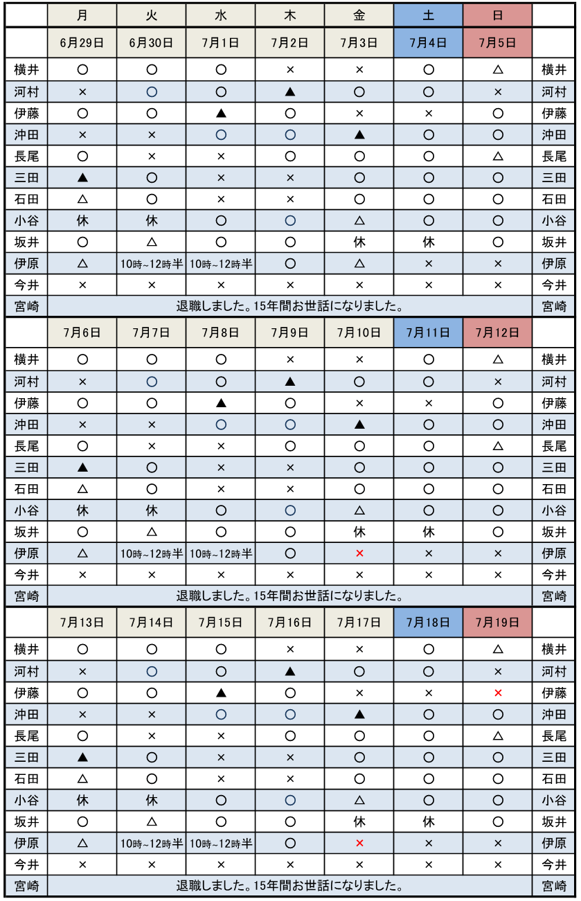 勤務表